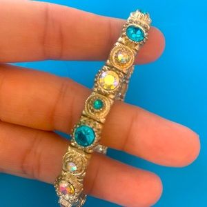 Silver Turquoise and Crystal Bracelet